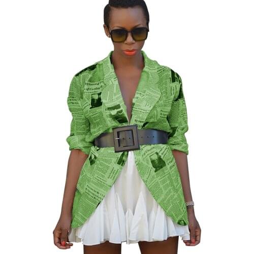 Women sexy newspaper printing personalized loose coat