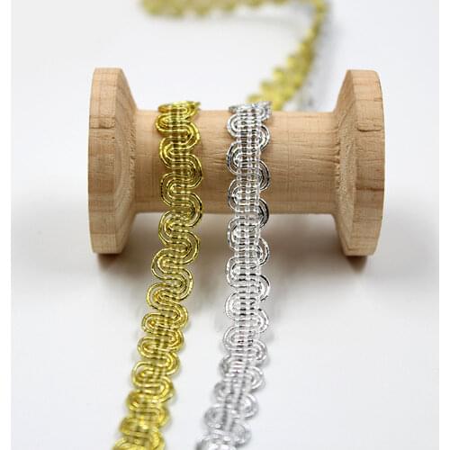 1Yards 91cm High Quality Gold Lace Fabric Applique Silver Lace Trim 0.8CM Guipure Ribbon Laces Sewing Trimmings For Clothing PE2