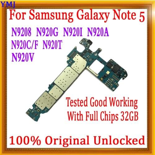 100% Original Unlocked For Samsung Galaxy Note 5 N9208 N920V N920A Motherboard Well Tested With full chips Logic board