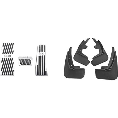 2 Set Car Accessories: 1 Set Brake Gas Pedal Foot Rest Pedal Pad Cover & 1 Set Front Rear Mud Flap Fenders Mudguard