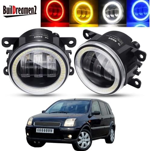 2 X Car Front Bumper Fog Light Assembly LED Lens Angel Eye Daytime Running Lamp DRL H11 12V For Ford Fusion Estate JU 2002-2008