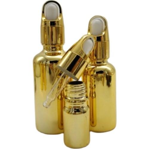 25/40pcs 10ml Gold Glass Essential Oil Bottles Glass Dropper Bottle Basket Cap Cosmetic Glass Dropper Pipette Container Vials