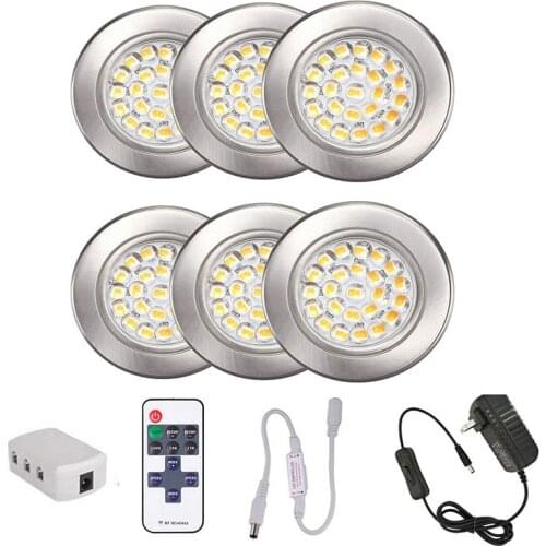 Dimmable 3/6 Pcs LED Linkable Under Cabinet Lighting 3W 24 LED Puck Lights Kit Cupboard Kitchen Furniture Closet night Lights