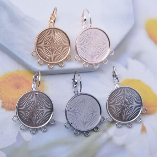 30pcs Antique Bronze 14mm 20mm Cabochon Base Earrings Connectors Earring Hooks Blanks Bezels French Lever Earrings Base Back