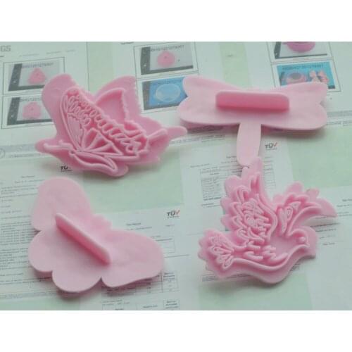 4Pcs/Set Butterfly Dove Dragonfly Fondant Sugarcraft ABS Embossing Cutter Biscuits Stamp Cutters Mould Cake Decorating Tools