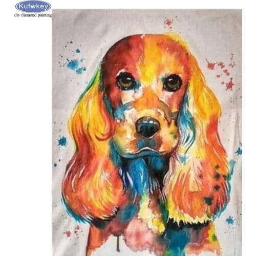 5D Diamond Painting Colorful English Cocker Spaniel Full Square Round Drill Diy Diamond Embroidery Mosaic Cute pet wall Decor
