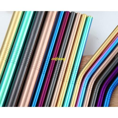 700pcs/lot 12x215mm Stainless Steel Drinking Straw 8.5" Reusable Straw Colorful Metal Straws Food Grade Juicy Party Straw B53101