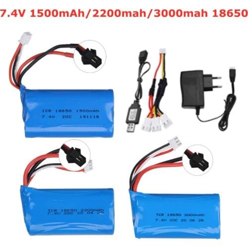 2s 7.4V 1500mAh 2200mah 3000mah 18650 Lipo Battery for WPL MN99S D90 U12A S033g Q1 H101 Rc Boats Cars Tanks Drones Parts