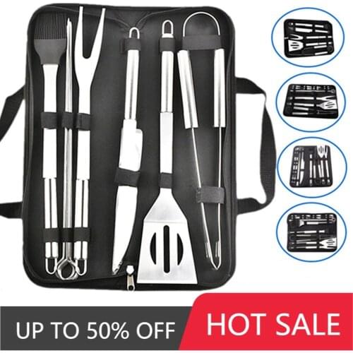 3/9/20Pcs Barbecue Grilling Accessories Utensil Stainless Steel BBQ Tools Set Combination of Necessary Tools for Outdoor BBQ