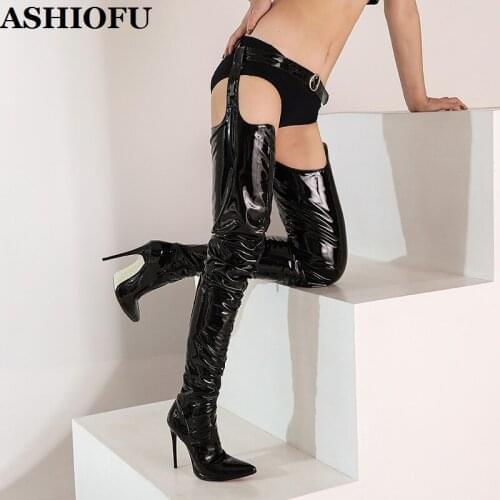 ASHIOFU Handmade 2020 Newest Ladies Pole Dance Boots Stripper Club Sexy Waist Long Boots Party Evening Winter Fashion Boot Shoes