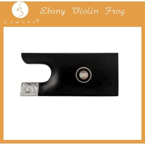 BOWORK Master Ebony Bow Frog Carved Mounting W/ Parisian Eye Inlay 4/4 Violin Bow Frog