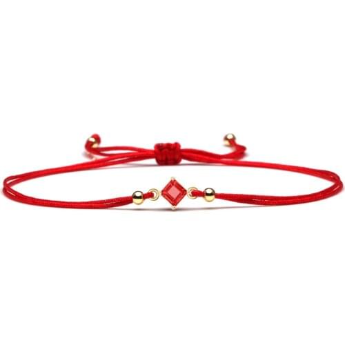 Sparkling Red Cubic Zirconia Crystal Copper Charm Bracelet Women Girl 2020 New Fashion Mini CZ Red String minimalist Jewelry