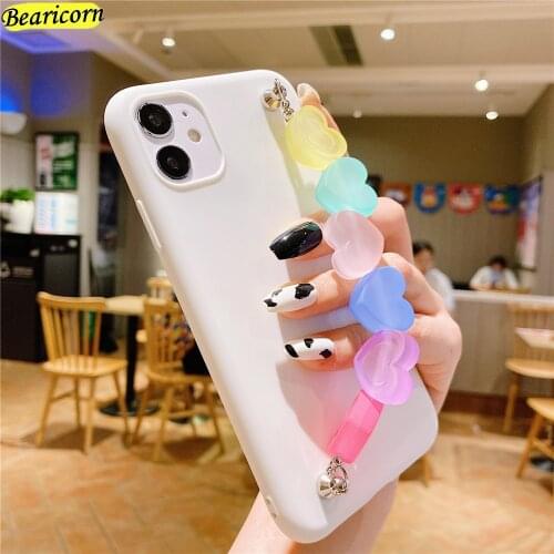 Colorful Chain Love Heart Bracelet Phone Case For Huawei P20 P30 Pro P40 Lite Nova 2s 3i 4e 5i 5 6 7 Pro 8 se Wrist Strap Cover