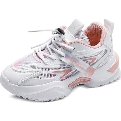 Girls Sneakers Children Shoes For Girls Shoes Kids Sneakers Breathable Mesh Running Footwear School Elastic band Lighted Fashion