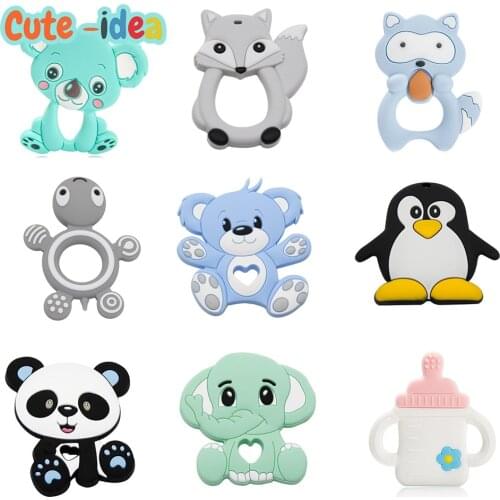 Cute-idea 1PC Baby Silicone Teether Koala Cartoon Animal BPA Free Rodents Teething Necklace Food Grade Infant Chewable Toys