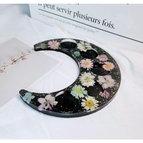 DIY Moon Shape Wine Glass Holder Handle Silicone Mold Handmade Resin Tray Mold Mirror Swing Table Epoxy Mould