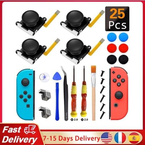For Nintendo Switch Joycon Controller 25 Pcs 3D Replacement Joystick Analog Thumb Stick Tri-Wing Screwdriver Tool Repair Tool