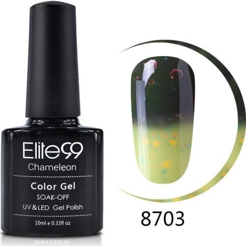 Elite99 10ml Thermal change Cheese Chameleon Gel Nail Polish Little Sequin Decoration Nail Art Top Base Coat Gel Polish Lacquer