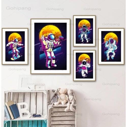 Canvas Painting Miami Sport Astronaut Cartoon Wall Art Posters And Prints Nordic Wall Pictures For Living Room Kids Room Decor
