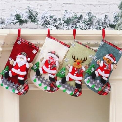 Cute Christmas Stockings Socks Fireplace Hanging Stockings Plush Personalized Home Party Decoration High-end Christmas Socks