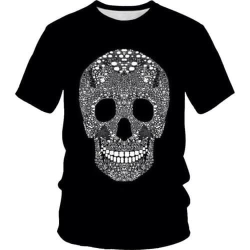 2021 Mens Skull T shirts punk style skull 3D t- shirts Men Tops Hip hop 3d print skull punisher Short sleeve Casual Streetwear