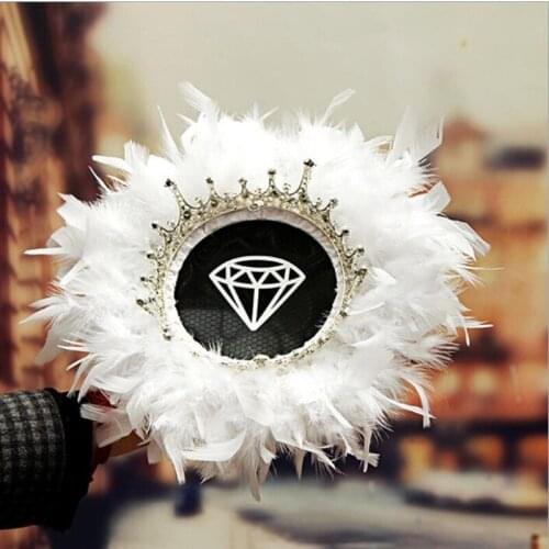 2021 New Arrival Car Anti-slip Mat Soft Feather Crown Car Dashboard Diamond Cushion Car Interior Decoration Ornament Storage Mat