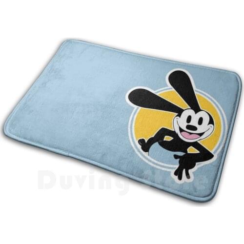 Oswald , Happy Mat Rug Carpet Anti-Slip Floor Mats Bedroom Oswald Oswald Rabbit Lucky Rabbit Rabbit Bunny Animation Retro