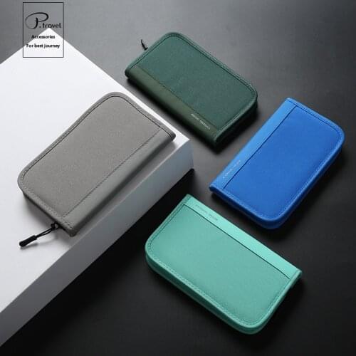 P.Travel High Quality Men Cheap Nylon Black Rfid Family Blocking Neck Credit Card Passport Holder Set