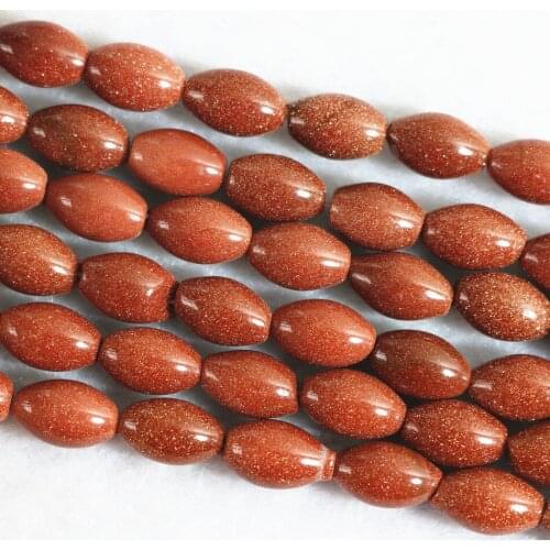 Popular gold-color sand stone 8*12mm newly rice shape fashion beads diy charms Jewelry B357