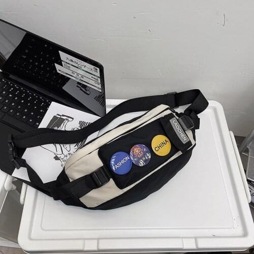 Street Style Waist Bag Unisex Sports Purse Phone Pouch Nylon Zipper Cartoon Crossbody Bag Travel Hip Belt Pack Men Chest Bags