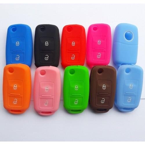 Flip Remote 2 Button Silicone Case For VW MK4 Polo Golf 4 5 6 Transporter Amarok Sharan Seat Altea Alhambra Ibiza Auto Remote