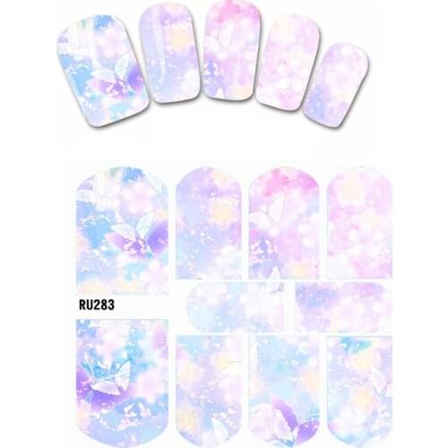 UPRETTEGO NAIL ART BEAUTY WATER DECAL SLIDER NAIL STICKER FLOWER TRUMPET RAINBOW MAPLE LEAF FLYING PETALS RU283-288