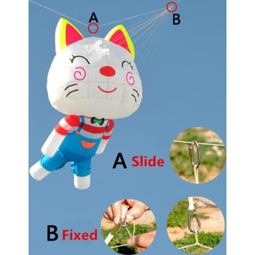 Outdoor Sports Kite Show Flying Tool Kids Toys Large Cartoon Cat Kite Pendant Pendant Soft Automatic Inflatable Tear-proof Kite