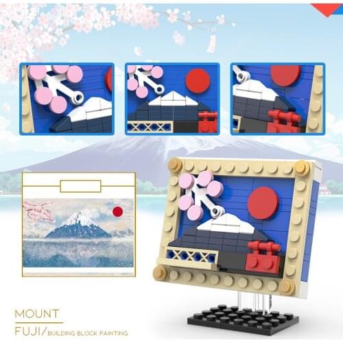MOC World Famous Mount Fuji scenery Van Gogh Sets Model Building Kits Creator Blocks Kids Toys Chilaren Girls Friends Bricks Art