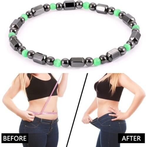 High quality Adjustable Weight Loss Round Black Beads Stone Biomagnetism Magnetic Therapy Bracelet Health Care Slimming Products