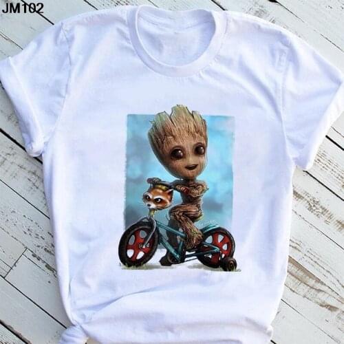 Funny Cartoons Groot Printed Ladies Tshirt Summer Harajuku Womens White Tops T Shirt Casual Fashion Short Sleeve Female T-shirt