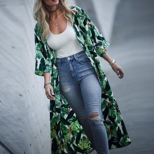 Women Beach Style Print T-shirt Chiffon Beach Kimono Long Cardigan T-shirts Shawl Loose Tops Outwear футболка женская топ
