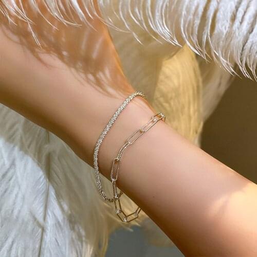 Newest Simple Silver Color Sparkling Bracelets Womens Cold wind Wild Hand Ornaments Student Patry Jewelry for Women Gifts