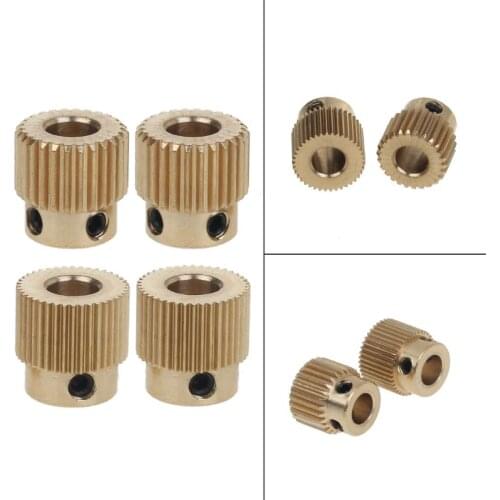 2Pcs Mk7 MK8 Extrusion Gear 26/40 Tooth Teeth Brass Drive Gear Feeding Gear Extrusion Wheel for anet Ender CR-10 3D Printer
