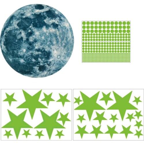 435pcs Luminous Wall Stickers Moon Star Dots Green Luminous Room Ceiling Stairs Sticker Fluorescent Mural Decals Home Decor