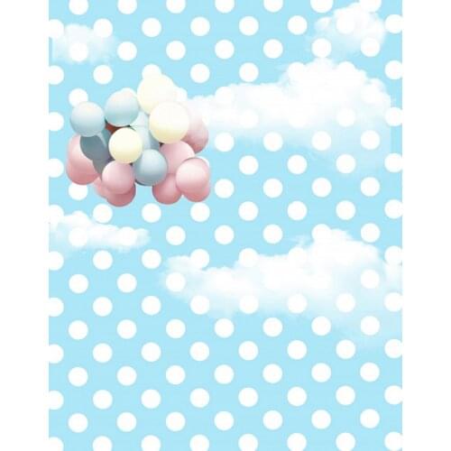 5x7ft White Dot Balloon Blue Photography Backdrops Photo Props Studio Background
