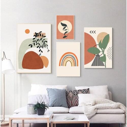 Abstract Boho Style Leaves Geometric Canvas Painting Poster Print Wall Art Picture Bedroom Interior Home Decor NO FRAME