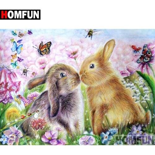 HOMFUN Full Square/Round Drill 5D DIY Diamond Painting "Cartoon rabbit" Embroidery Cross Stitch 5D Home Decor Gift A17763