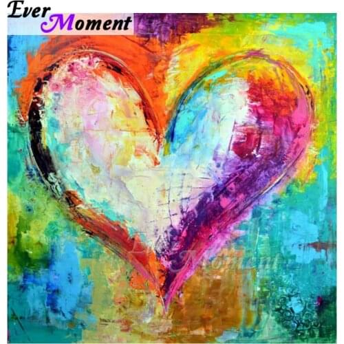 Ever Moment Diamond Painting Colorful Heart Full Square Drill Picture Of Rhinestone Diamond Embroidery Decoration Home ASF1744