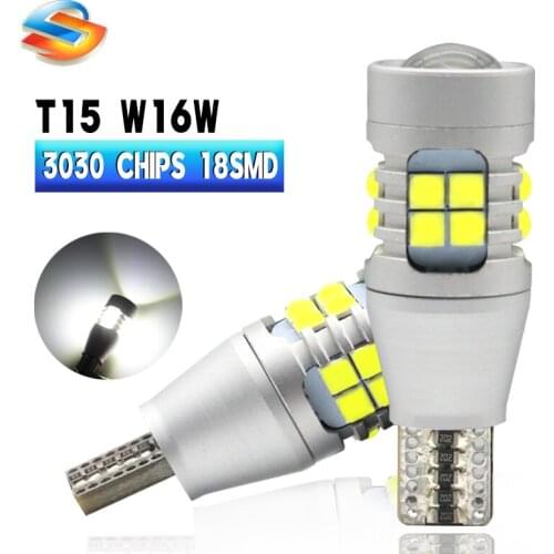 2PCS T15 W16W LED Car Bulbs 3030 Chip 18SMD Canbus Light 920 921 Auto Reverse Backup Lights Tail lamp Super Bright White DC 12V