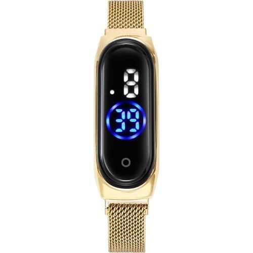Fashion Women Men Digital Watches Magnet Clasp Creative Gold Color Sport Watches for Men Women Lovers School Student Gift Clock