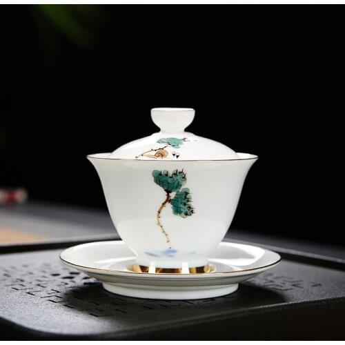 Jingdezhen Kungfu Tea Set Household Hand Painted Blue And White Porcelain Gaiwan Teaset Teaware Tureen Sancai Tea Cup ZH531