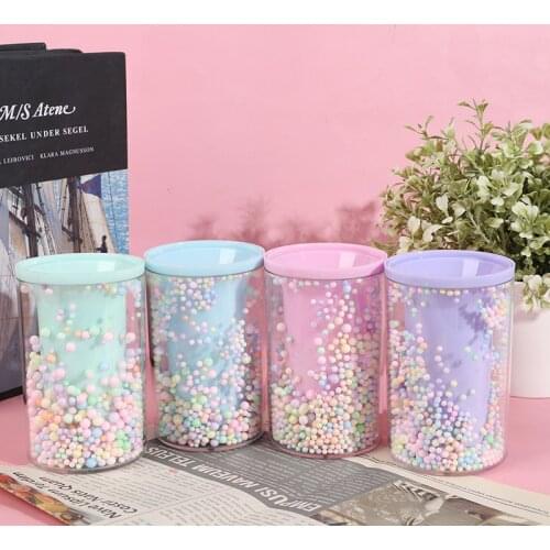 Rounded Shape Pencil Case Cute Pink Transparent Pen Holder Large Capacity Storage Box For School Stationery Box