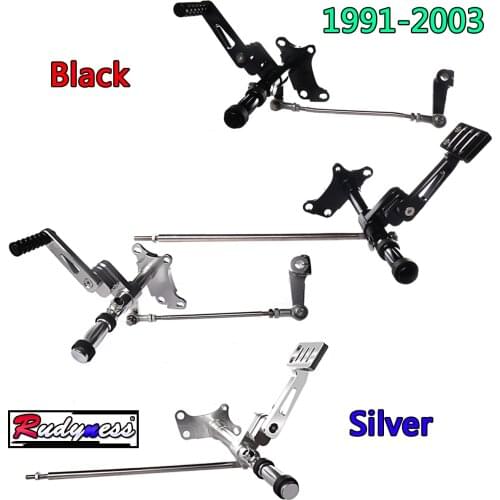 Black Silver Shallow Cut Forward Controls Linkage With Foot Pegs For Harley 1991-2003 Sportster XL 883 1200 Models