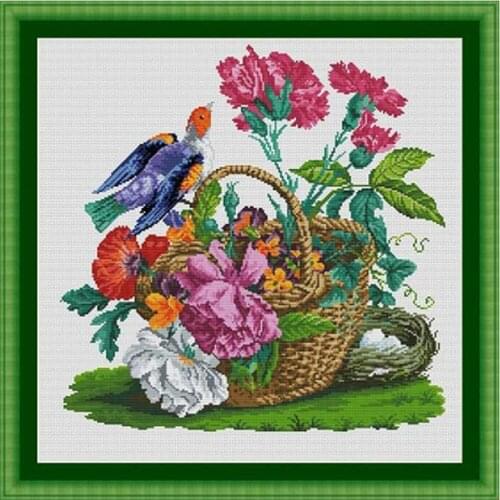 Flower basket and bird patterns Counted Cross Stitch 11CT 14CT 18CT DIY Cross Stitch Kits Embroidery Needlework Sets home decor